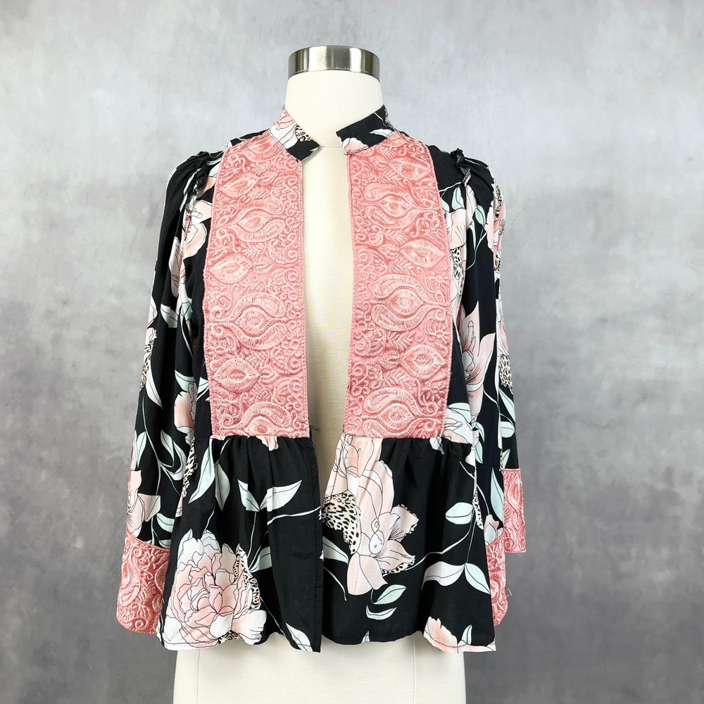 Jaase Womens Floral Flare Sleeve Kimono Top Small Boho Festival Indie Eclectic